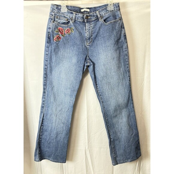 Crazy Horse Womens 12 Embroidered Floral Blue‎ Denim Jeans - Picture 1 of 11